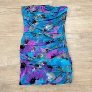 Nikibiki Strapless Dress in Blue and Purple